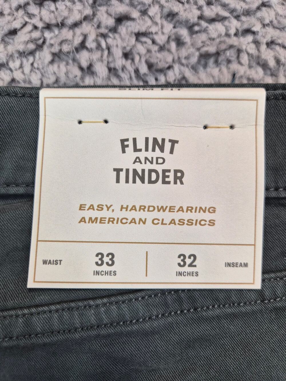 NWT Flint and Tinder Chinos Men's Size 33x32 Slate Slim Fit (1400)